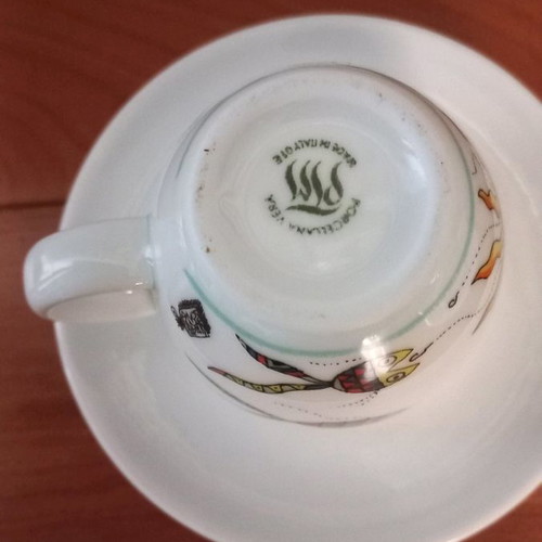 Collectible cups used, set of 2, porcelain