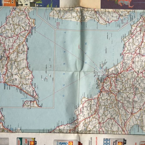 Italy travel map 1967 used, Shell touring