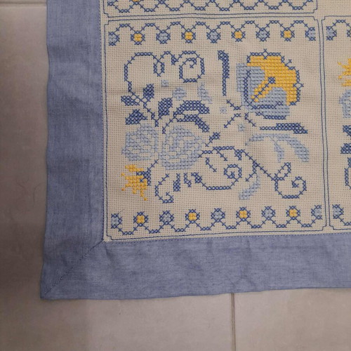 Kares with fabric border and floral patterns, new