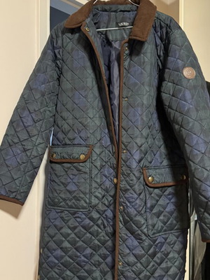 Ralph Lauren thin quilted jacket, blue/teal with brown corduroy collar