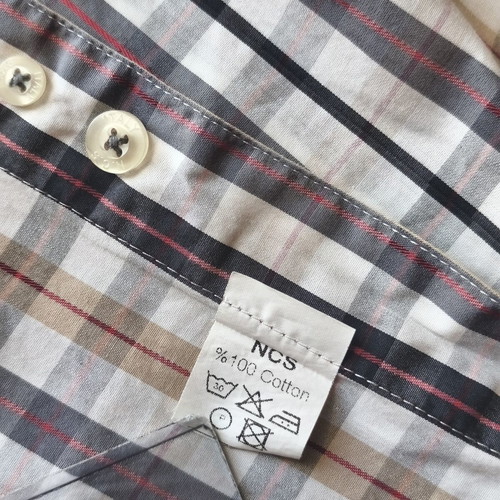 NCS men's cotton checked long-sleeve shirt, size L