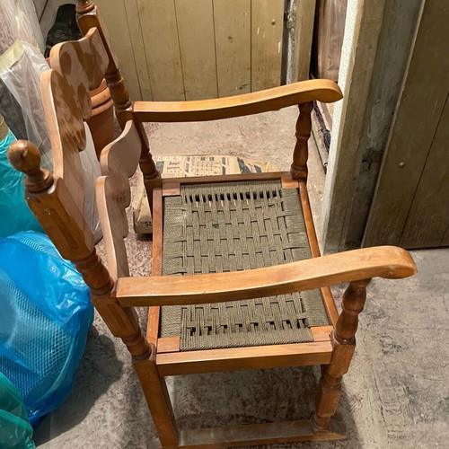 Armchair with wicker used, large seat opening 0.55cm