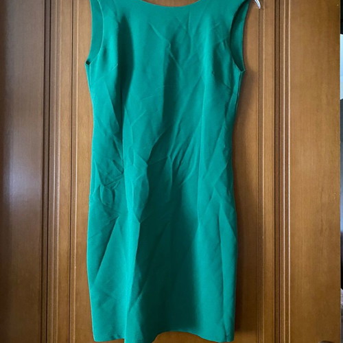 Green dress with open back used, with gold zipper