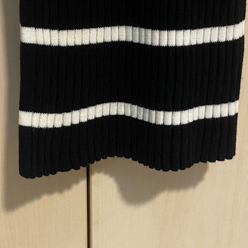 Rib set new black and white dress with jacket