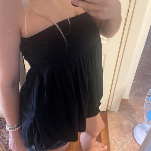 Black strapless balloon blouse like new