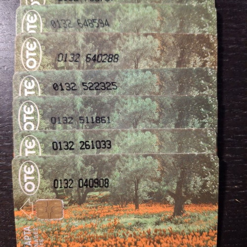 Spring 1995 phone cards used, set of 7