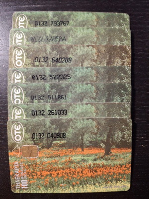 Spring 1995 phone cards used, set of 7