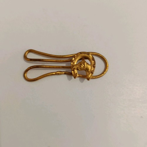 Vintage gold-plated tie clip 1960s with embossed horse used