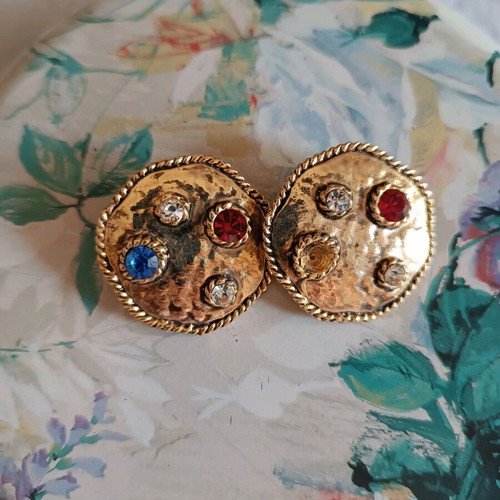 Vintage earrings used with beads, one bead missing