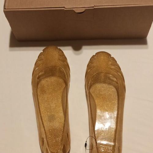 Mango ballerina jelly shoes size 38 new beige gold