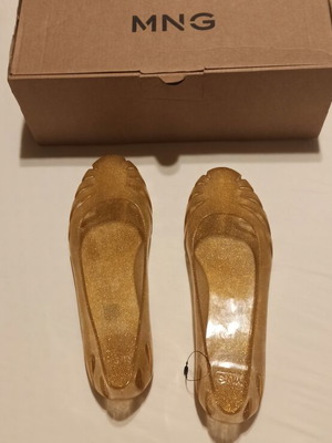 Mango ballerina jelly shoes size 38 new beige gold