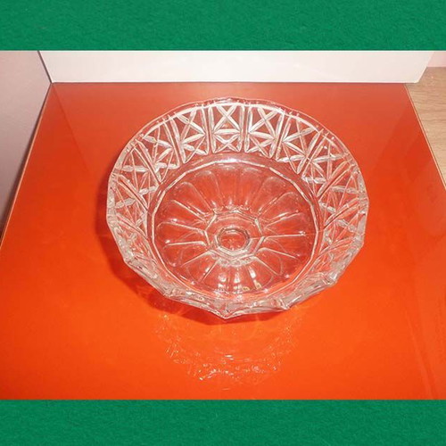 Crystal vintage fruit bowl with decoration FIDENZA IDEE IN VETRO height 15 and diameter 22 cm