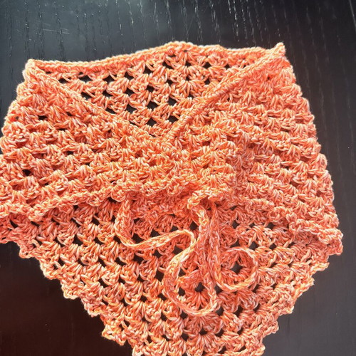 Handmade Crochet Bandana Beige and Orange
