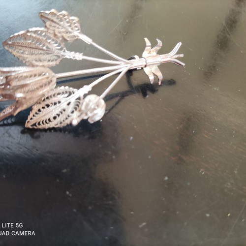 Silver filigree handmade pin new