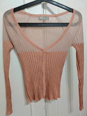 Mesh iridescent cardigan like new, size L, apricot