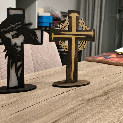 Wooden tabletop crosses set of 2 pieces new