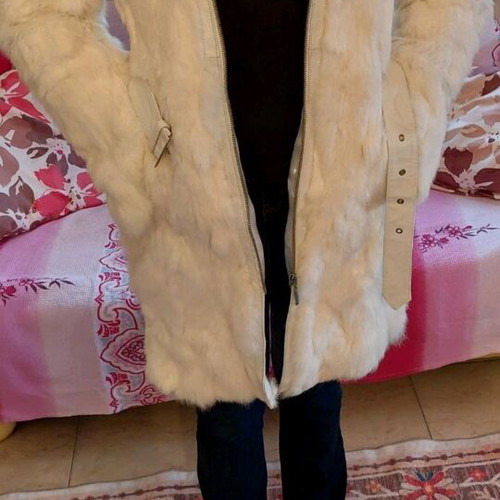 Anel coat made of genuine leather and fur, like new, size S