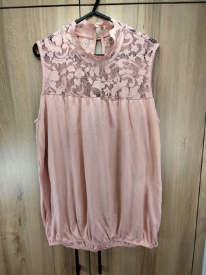 Vero Moda blouse with lace like new, pink, XL