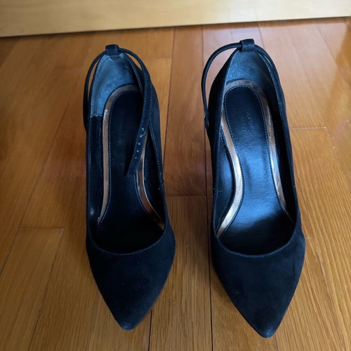 Topshop black suede platform shoes used, size 38 with ankle tie