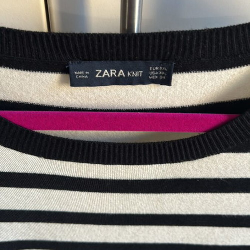 Zara striped knit sweater XXL with pearl details like new