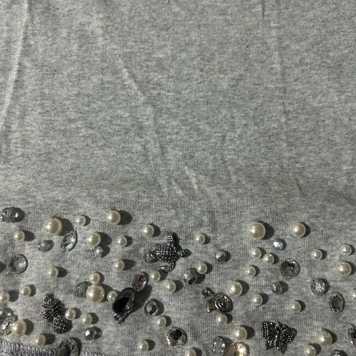 Women's tank top with V-neck and silver decorations like new, gray
