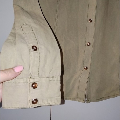 Pink Woman khaki shirt with studs like new, size L