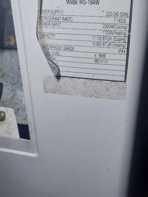 Westair WS-184W 18,000 BTU split air conditioner used