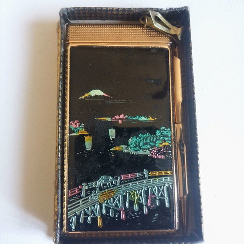 Vintage metal pocket notebook with integrated pencil 5x9 cm, new