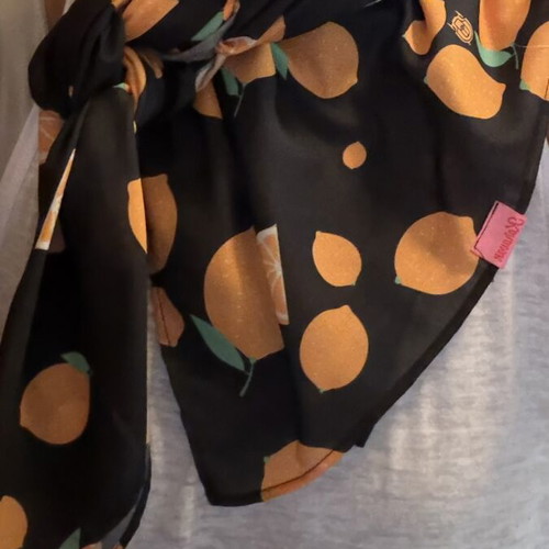 Karavan square pareo scarf new, multicolor with pouch and sticker
