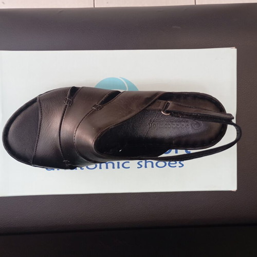 Platform sandals new, genuine leather, comfortable anatomical sole, black