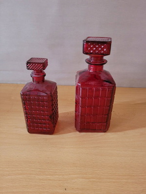Decorative red glass pitchers and vases like new