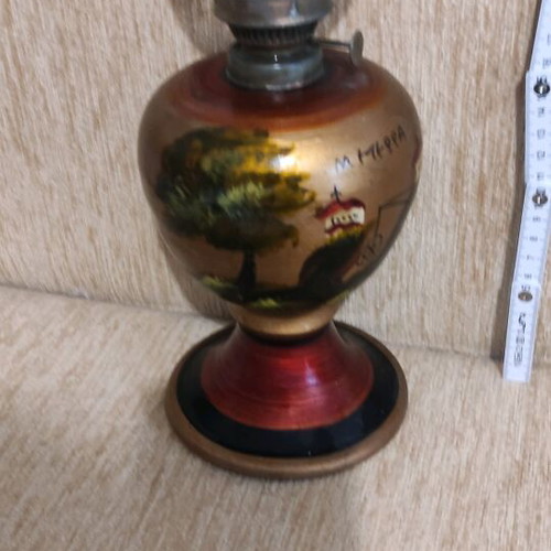 Ceramic lamp used with broken glass chimney decorative