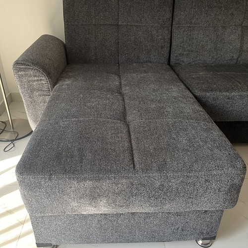 Corner sofa bed used with storage, dark gray, 264x140 cm