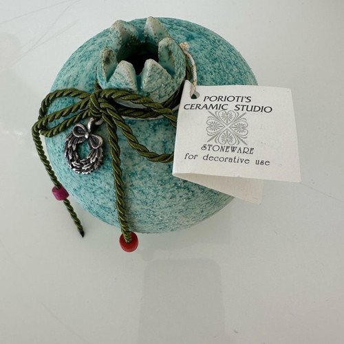 Handmade ceramic pomegranate, height 11 cm, diameter 32 cm