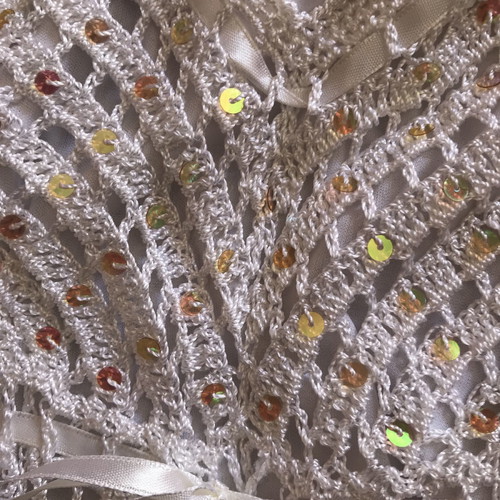 Fulah Sugah crochet top white with sequins new