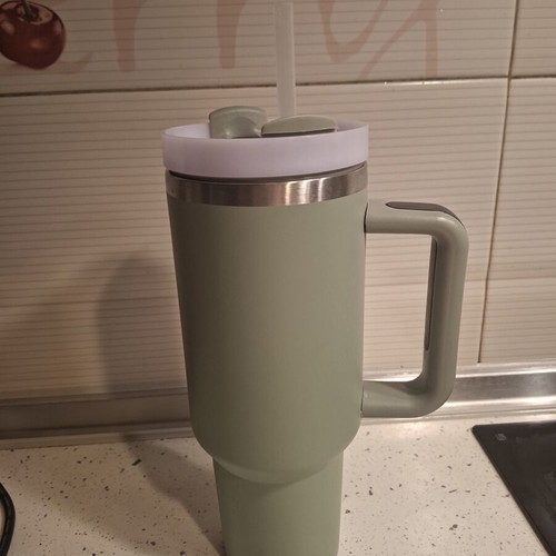 Thermos bottle with straw 1L, light khaki
