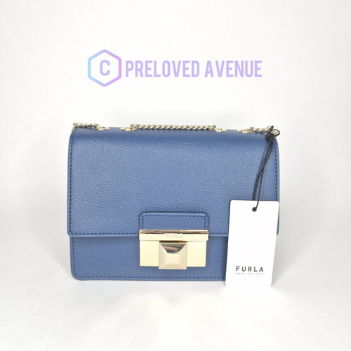 Furla Venere Mini Bag new, dark blue leather crossbody