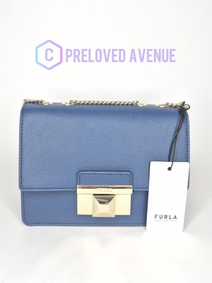 Furla Venere Mini Bag new, dark blue leather crossbody