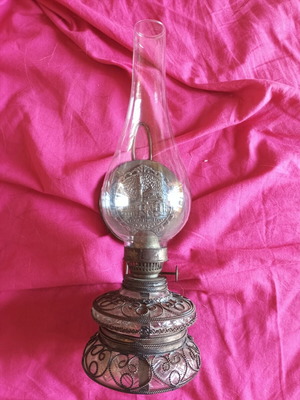 Collectible Ioannina Wall Oil Lamp with Filigree Folk Art
