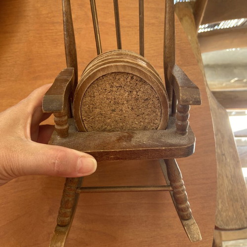 Handmade vintage decorative mini rocking chair with coaster set