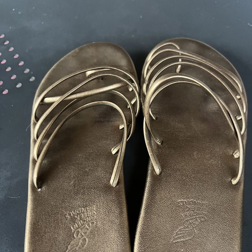 Ancient Greek Sandals bronze metallic sandals size 38