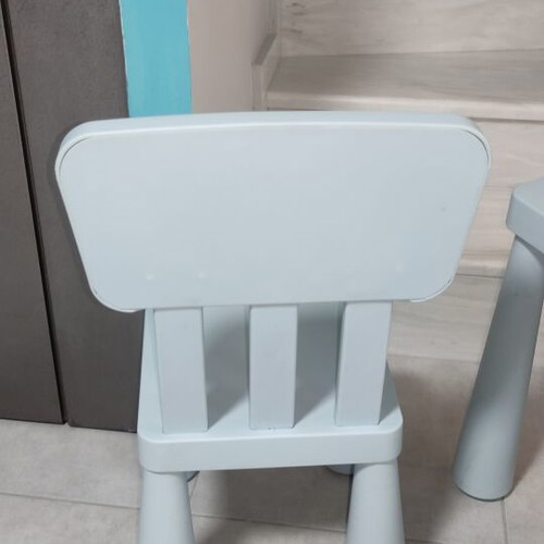 IKEA MAMMUT children's table and chair set, light blue