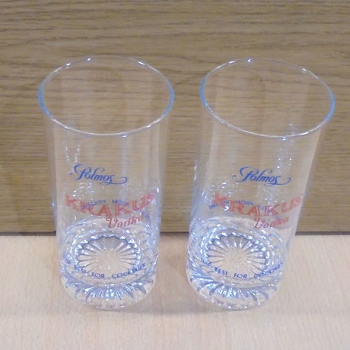 Krakus Vodka set of two promotional glasses like new