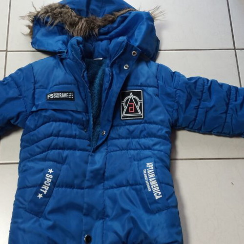 Girls' long winter jacket 4 years old with fur used