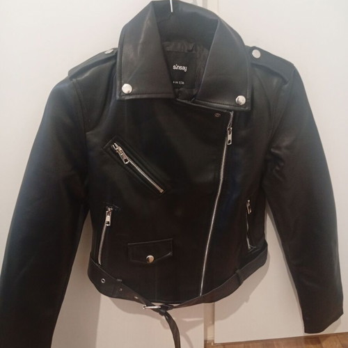 Sinsay Black Biker Jacket New, Size S, Faux Leather