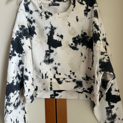 Zara set sweatpants and crop top like new, black and beige