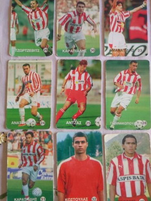 Olympiakos Rainbow Football Cards used, set of 9