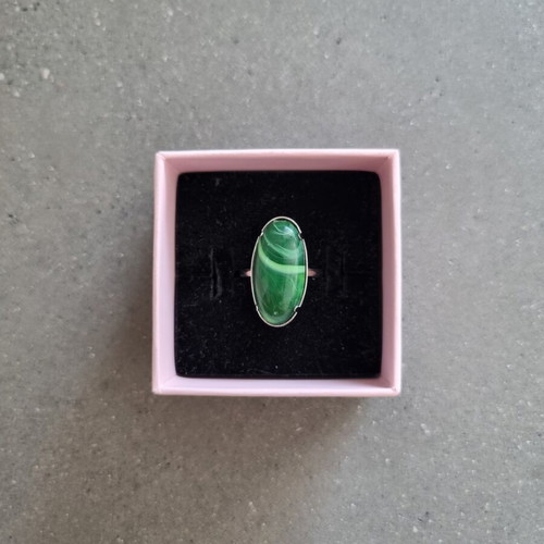Vintage ring with green oval cut stone