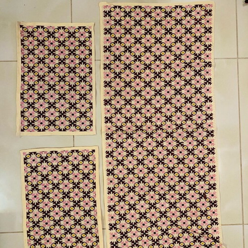 Set of handmade embroidered table linens like new