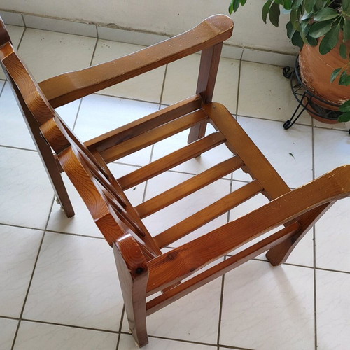 Wooden Swedish armchair used, solid wood